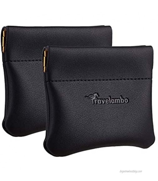 Travelambo Leather Squeeze Coin Purse Pouch Change Holder For Men & Women 2 pcs set