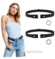 2 Pieces No Buckle Elastic Stretch Belts For Men and Women  Buckle Free Adjustable Invisible Elastic Belt Unisex for Jeans Pants and Dress with Metal Buckle Fits Waist 19-52in