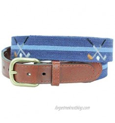 Crossed Clubs Needlepoint Belt in Classic Navy by Smathers & Branson