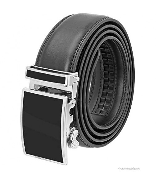 Falari Leather Dress Belt Ratchet Belt Holeless Automatic Buckle Adjustable Size 8001
