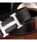 Men's Belt Smooth Leather Belt 1.8 inch Alloy Buckle Men's Casual Trendy Belt (41.5 inch Silver)