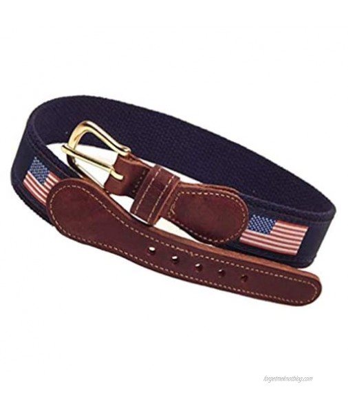 Preston Leather American Flag Belt Blue