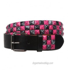 Snap On 1 1/2 Hot pink & Black Checkerboard Punk Rock Studded Belt