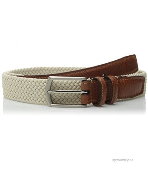 Torino Leather 32mm Italian Woven Cotton Elastic Belt - Cream