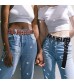 2 Pieces Double Grommet Canvas Belts Two-Hole Jeans Vintage Buckle Punk Belts