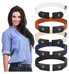 5 Pieces Buckle-Free Belt Adjustable Elastic Belt No Buckle Invisible Comfortable Stretch Belt Buckle-less Elastic Belt Waist Belts without Buckles for Women or Men