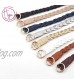 AYA Women's Braided Leather Belt | Skinny Waist Belt for Dresses Jeans & Skirts | O-Ring Gold Buckle Fashion Women’s Belt