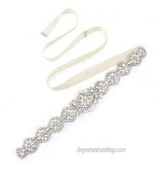 Ayliss Wedding Sash Bridal Belts Braided Rhinestone Crystal Pearl Hairband for Bridal Grown/Formal Dress