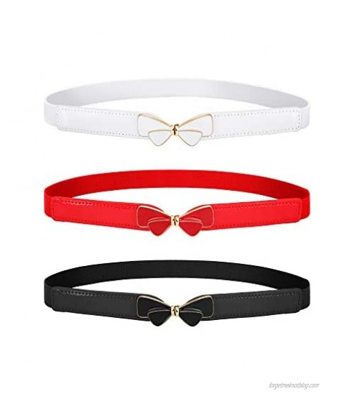 Blulu 3 Pieces Women Skinny Waist Belt Elastic Thin Belt Waist Cinch Belt for Women Girls Accessories (Set 1)