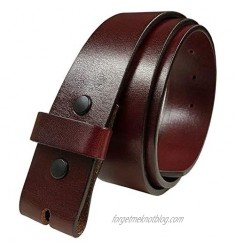 BS055 Burgundy Casual Jean Belt Genuine Full Grain Leather Belt 1-1/2"(38mm) wide