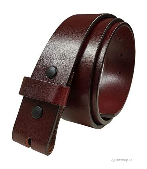 BS055 Burgundy Casual Jean Belt Genuine Full Grain Leather Belt 1-1/2(38mm) wide