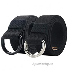 Canvas Belt  Web Belt for Men/Women with Metal Double D Ring Buckle 1 1/2" Wide