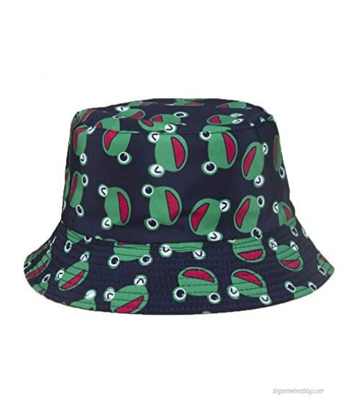 Cnorialy Frog Bucket Hat Cartoon Frog Cap Hat Double Sides Wear Bucket Hats Beach Fisherman Cap for Women Men Teens