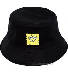 Concept One Nickelodeon's Spongebob Squarepants Cotton Reversible Solid and Patterned Expressions Bucket Hat  Black and Yellow  One Size