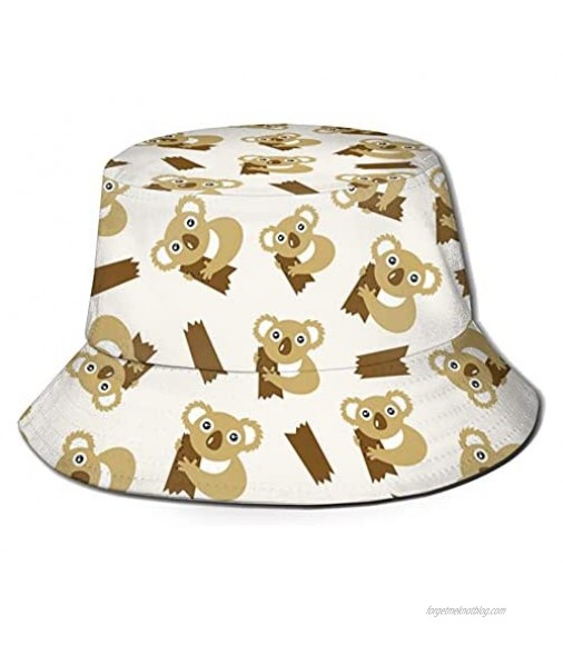 Cute Koalas Bucket Hat Funny Animal Fisherman Hat Summer Hat Beach Hat Print Packable Outdoor Travel for Women Men