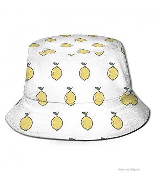 Designed Lemon Lemons Bucket Hat Printed Bucket Hat Foldable Summer Outdoor Cap for Adults