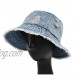 Distressed Denim Bucket Hat Ripped Frayed Edge Sun Hat for Women Men