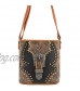 Justin West Floral Studs Laser Cut Western Rhinestone Buckle Messenger Purse Conceal Carry