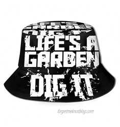 Life's A Garden DIG IT Bucket Hat Unisex Sun Hat Summer Packable Fisherman Hats Black
