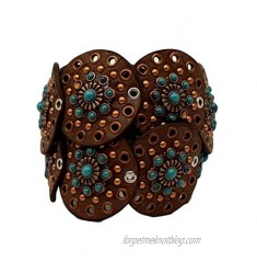M&F Western Nocona Wide Concho Disk Belt Brown/Turquoise MD (34 Waist)