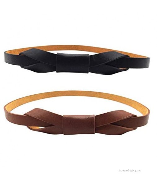 Maikun Womens Adjustable Leather Belts Fashion Skinny Minimalism Waist Strap 7 Colors