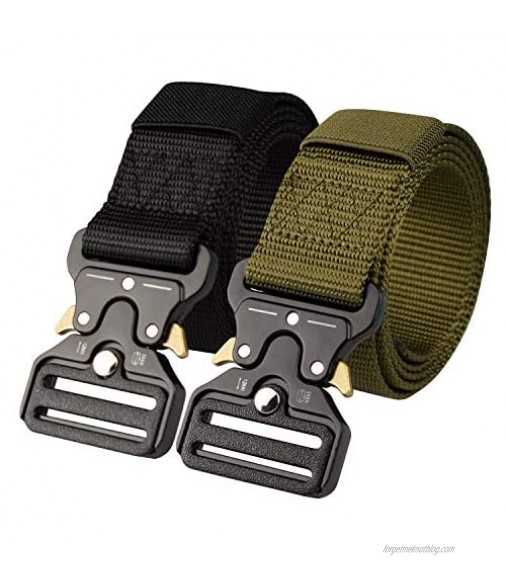Meikale 2Pack Tactical Belt Military Style Belt 1.5 Nylon Riggers Belts for Men Heavy-Duty Quick-Release Metal Buckle