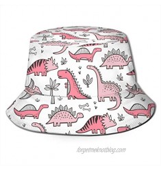 Nice Music Minature Dinosaurs Pink Bone Print Bucket Hat Fisherman Fishing Sun Cap for Adult Women Men Girl Boy Unisex