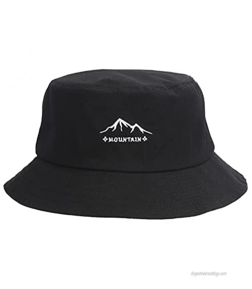 Summer Travel Bucket Beach Sun Hat for Women Men Unisex Outdoor Boonie Cap Mountain Pattern Breathable Packable