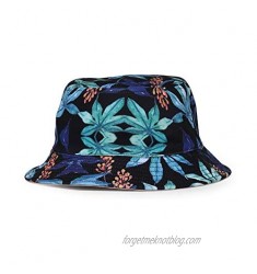 SYcore Packable Floral Printed Travel Bucket hats for Women Men  Unisex Tropical Reversible Stylish Fisherman Tourist Beach Sun Cap Colorful(Black Maple Leaves Pattern)