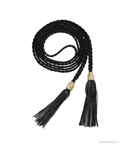 TeeYee Women PU Leather Exotic Knitted Waist Belt/Rope/Chain with Tassel