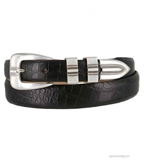 Vincent Silver Genuine Italian Calfskin Leather Designer Dress Belt for Women