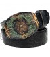 Western Fashion Style Floral Engraved Buckle Full Grain Genuine Leather Belt 1-1/2 (38mm) Wide - Assembled in the U.S