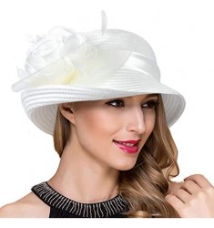 Women Kentucky Derby Church Dress Cloche Hat Fascinator Floral Tea Party Wedding Bucket Hat S052 (S608-Cream)