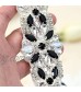 XINFANGXIU Crystal Rhinestone Applique Belt Bridal Wedding Dress Applique Black 8.71.9 inches