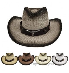 YYCHUN Cowboy Hat for Men Women  Classic Roll Up Brim Western Hats Cowgirl Hat Summer Sun Protection Sun Hats