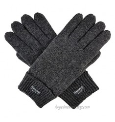 Bruceriver Men's Pure Wool Knitted Gloves with Thinsulate Lining