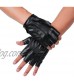 JISEN Men PU Leather Punk Half Finger Snap Performance Gloves