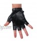 JISEN Men PU Leather Punk Half Finger Snap Performance Gloves