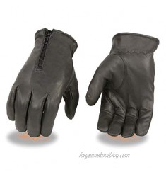 Milwaukee Leather SH226D Men's Black Unlined Leather Gloves with Zipper Closure