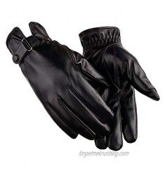 Noblik Gloves Men's Winter Warm Contact Screen Gloves Plus Fleece Waterproof Cycling Driving Business PU Leather Gloves