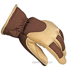 OZERO Insulated Work Gloves Women Men 3M Thinsulate Deerskin Suede Leather Winter Glove Thermal Fleece Keep Warm for Driving and Outdoor Working in Cold Weather (Brown Medium)