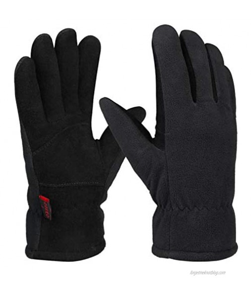 OZERO Winter Gloves for Men and Women Warm Deerskin Leather Gloves for Cold Weather