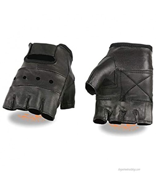 Shaf International Men's Leather Fingerless Gloves (Black X-Small)