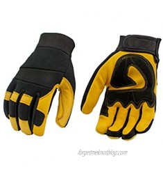 Xelement XG37548 Men's Yellow and Black Full Grain Deerskin Gloves - X-Small