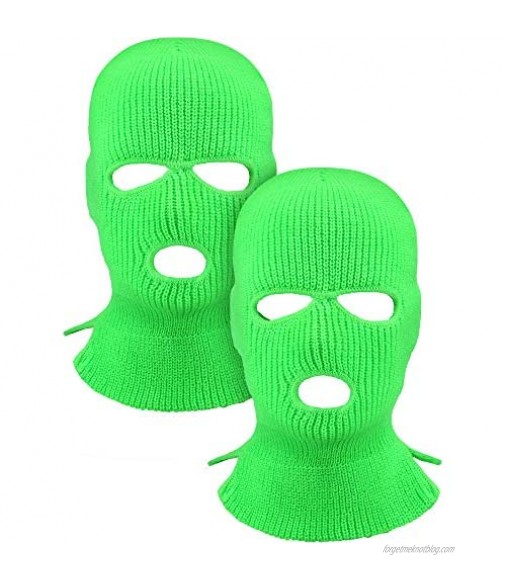 2 Pieces 3-Hole Ski Mask Knitted Face Cover Winter Balaclava Full Face Mask for Winter Outdoor Sports (Green)