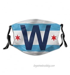 Chicago Cub Win Combo Flag Dustproof Windproof Face Mask Reusable Washable Cloth Face Cover Cover for Dust Men Women