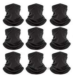 Peicees 9 Pack Neck Gaiter Face Mask Men Women  Sun Protection Face Covering Neck Gator Breathable Scarf Mask for Outdoor