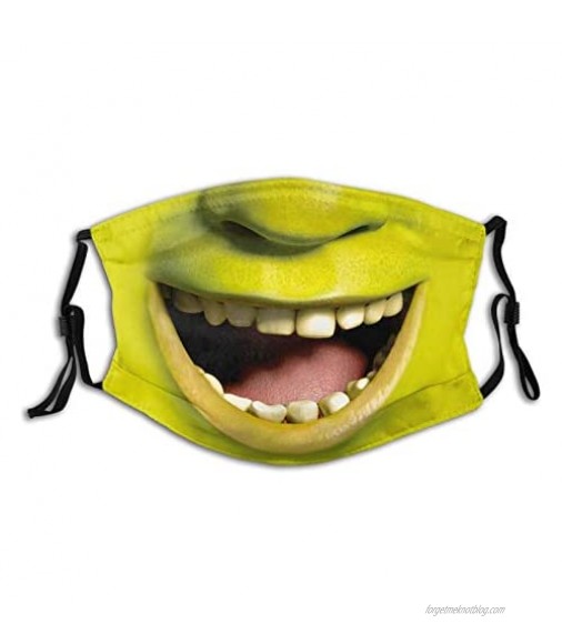 Shrek Face Mask Balaclava Windproof Men's Women's Dustproof Mouth Cover Washable Reusable Replaceable Adjustable with 2 Filter Black
