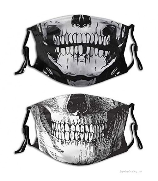 Skull-Face Mask with Filters Washable Reusable Scarf Balaclava for Women Men Adult Teens