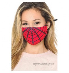 Superhero Web Graphic Print Face Mask with Filter Pocket high Fashion by: CRAIGS Internet Sales Red